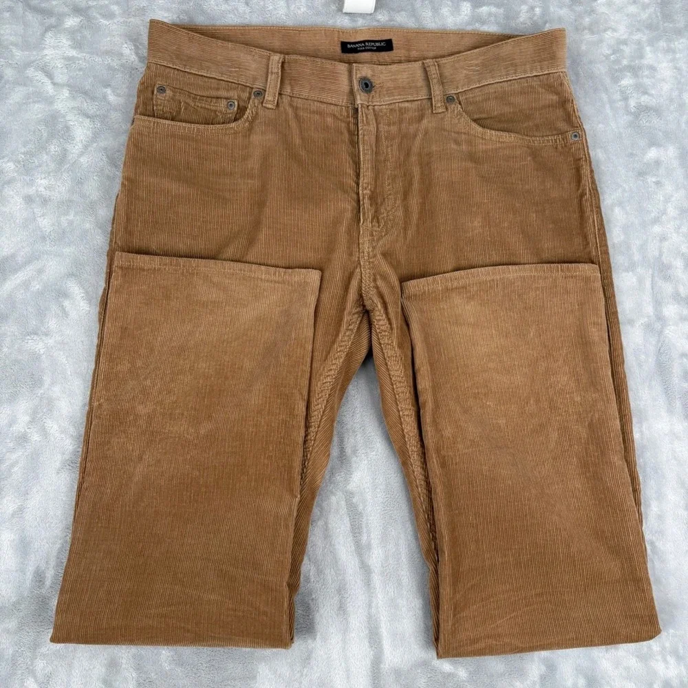 Banana‎ Republic Corduroy Pants Tan Pima Cotton Straight Men 34x30 Fits 35x30.5